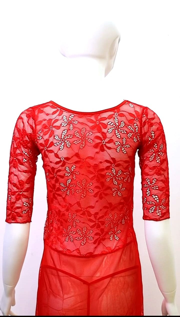 Red Lace Maxi Cover Gown